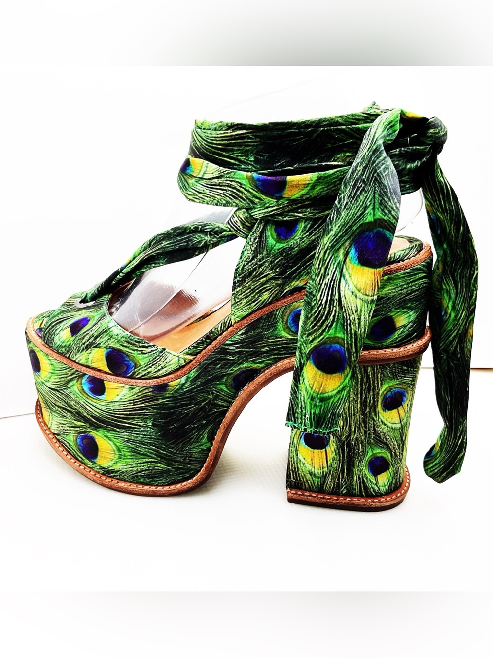 {Jeffrey Campbell} Landers Peacock Strappy Platform Heels - Picture 15 of 16
